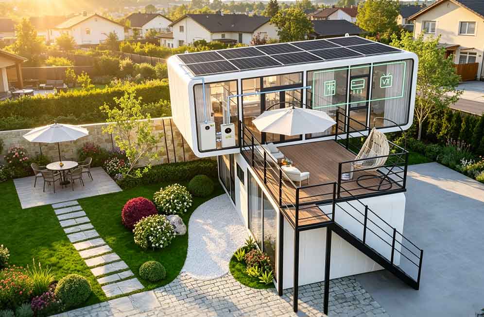 Maison conteneur avec syst&egrave;me photovolta&iuml;que